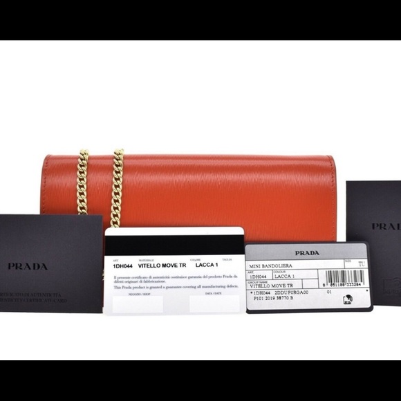 Prada Crossbody Chain Wallet Red Leather New. - Picture 4 of 7